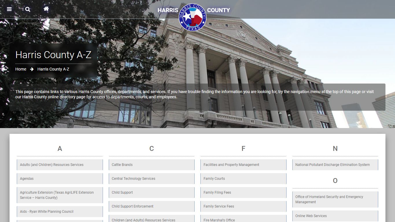 Harris County A-Z | Harris County | Texas